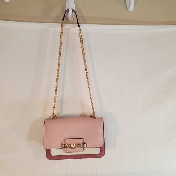MICHAEL KORS Heather Pink White Colorblock Leather Chain New - Picture 2 of 10
